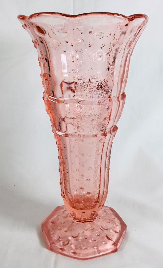 Verreries Scailmont Art Deco roze depression glazen vaas, Antiek en Kunst, Antiek | Glas en Kristal, Verzenden