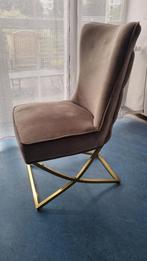 Grijsbruine velvet stoel goud, Huis en Inrichting, Stoelen, Ophalen, Bruin, Zo goed als nieuw, Eén