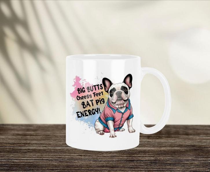 Grappige Franse Bulldog mok, Huis en Inrichting, Keuken | Servies, Nieuw, Kop(pen) en/of Schotel(s), Overige stijlen, Ophalen of Verzenden