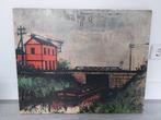 Lithografie huis en boot, Antiek en Kunst, Ophalen
