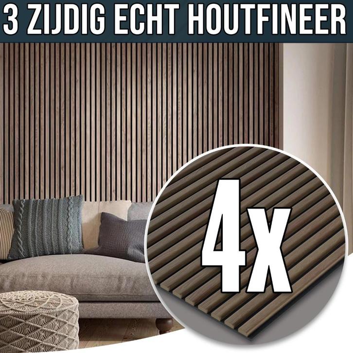 Akoestische Wand Panelen - 4 Stuks 260x60 - Echt Houtfineer, Huis en Inrichting, Woonaccessoires | Wanddecoraties, Nieuw, Ophalen of Verzenden