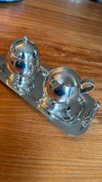 Oud Verzilverd suiker en roomstel., Ophalen of Verzenden, Zilver