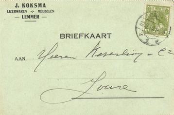 J. Koksma, Lemmer - 03.1918 - briefkaart beschikbaar voor biedingen