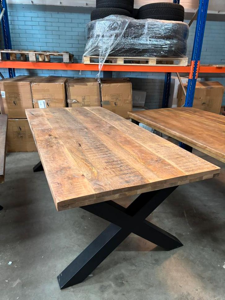 Eettafel rechthoekig 220 x 100 cm nieuw, Antiek en Kunst, Antiek | Meubels | Tafels, Ophalen of Verzenden