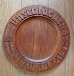 Handgemaakt houten bord 'Gib uns heute unser täglich brot', Ophalen of Verzenden, Gebruikt, Rond, Hout