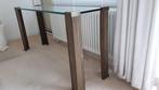 Glazen sidetable met messing poten, Ophalen, Gebruikt, 100 tot 150 cm, Glas