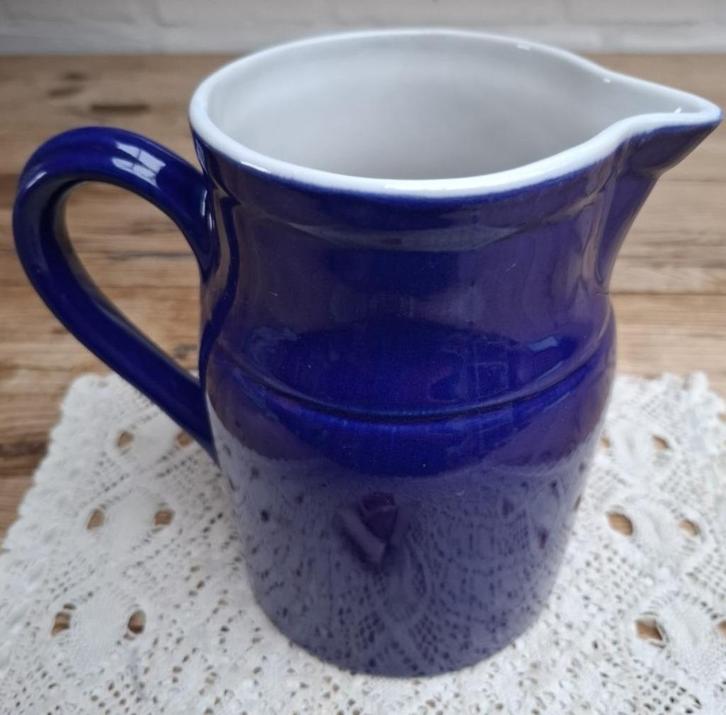 Grote Franse blauwe gres kan, grespots Digoin, Huis en Inrichting, Keuken | Servies, Gebruikt, Overige typen, Effen, Keramiek