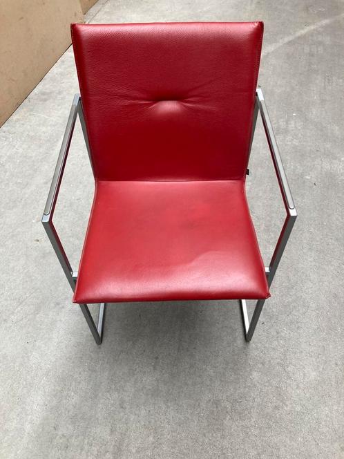 Nederlands design eetkamerstoelen ARCO FRAME, Huis en Inrichting, Stoelen, Gebruikt, Vier, Leer, Rood, Ophalen