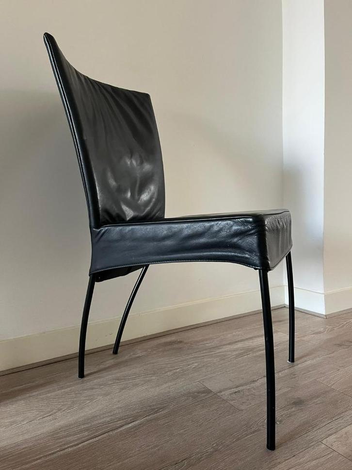 Montis Spicas zwart 10 stuks, Huis en Inrichting, Stoelen, Gebruikt, Vijf, Zes of meer stoelen, Leer, Zwart, Ophalen