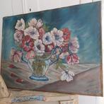 Prachtig oud bloemenschilderij.op doek, Ophalen of Verzenden