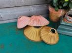 Antieke lampenkapjes zonder klem mooi roze en mosterd Miekje, Ophalen of Verzenden