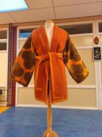 handgemaakte kimono dekenjas vintage space age 70s retro, Ophalen of Verzenden, Zo goed als nieuw, Maat 42/44 (L), Oranje