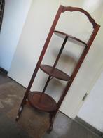 CAKE STANDAARD Mahonie hout oud 3 plateautjes doorsn 23 cm, Antiek en Kunst, Ophalen of Verzenden