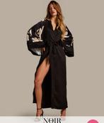 Hunkemoller Noir Lange Satijn Kimono Badjas maat M-L ZGAN, Kleding | Dames, Ondergoed en Lingerie, Hunkemöller, Verzenden, Zwart