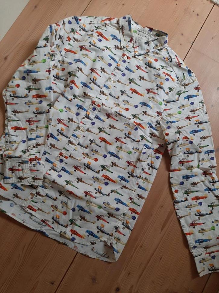 H&M heren blouse maat: M - Vliegtuigen Print, Kleding | Heren, Overhemden, Zo goed als nieuw, Halswijdte 39/40 (M), Ophalen of Verzenden