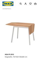 Ikea drop leaf tafel met stalen poten en bamboe tafelblad, Huis en Inrichting, Bureaus, Zo goed als nieuw, Ophalen