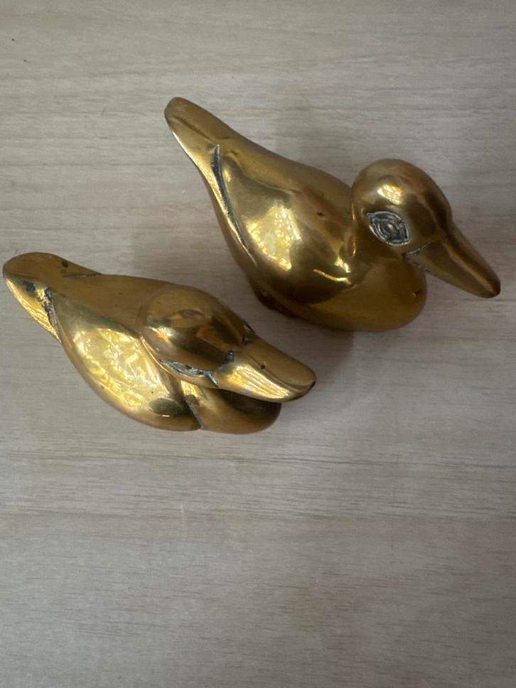 Messing / koper / bronze Eenden Beelden Set, Antiek en Kunst, Antiek | Koper en Brons, Ophalen of Verzenden