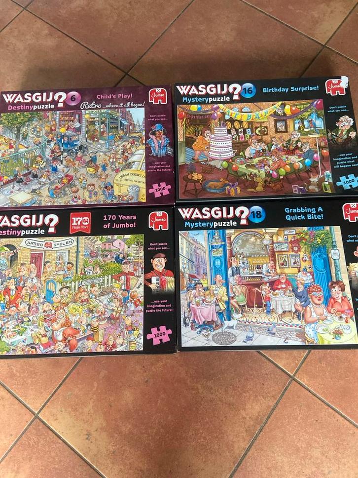 Wasgij Puzzels - Set van 4, Hobby en Vrije tijd, Denksport en Puzzels, Zo goed als nieuw, Legpuzzel, 500 t/m 1500 stukjes, Ophalen