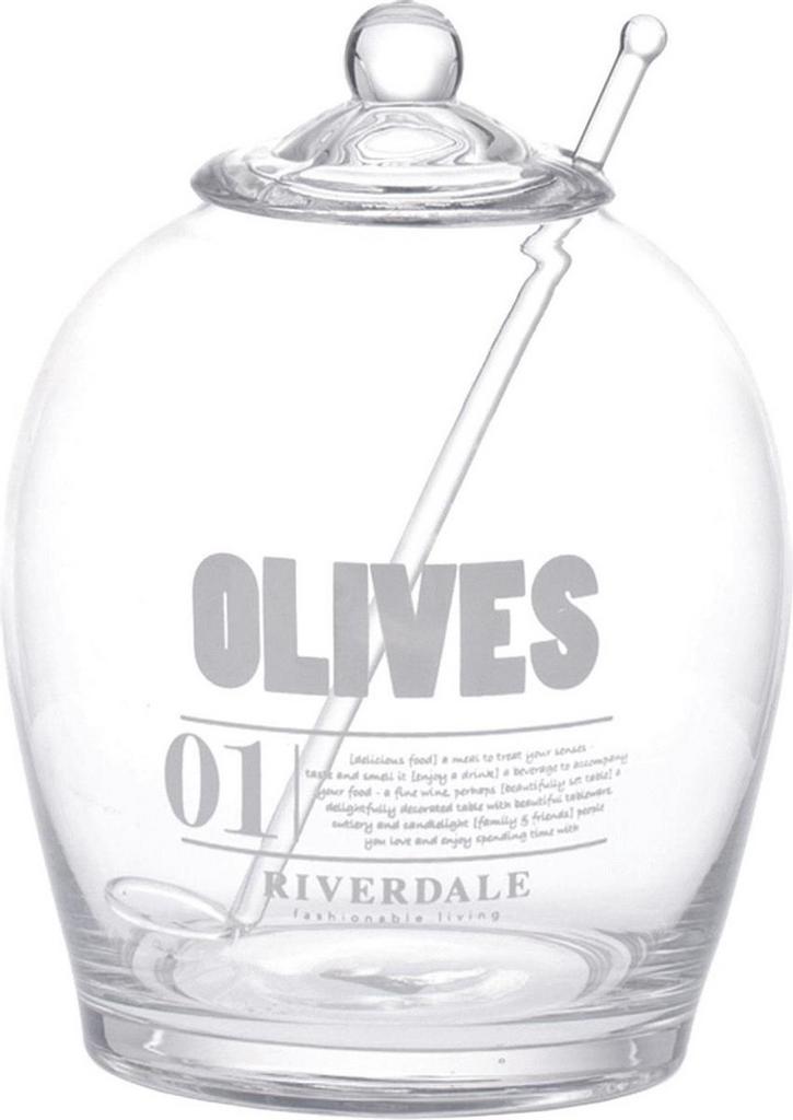 Riverdale Olive Jar Olijfpotje, Huis en Inrichting, Keuken | Servies, Zo goed als nieuw, Overige stijlen, Glas, Ophalen