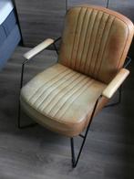 leren stoel met zwart ijzer frame., Huis en Inrichting, Stoelen, Ophalen, Gebruikt, Overige kleuren, Leer
