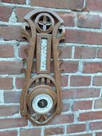 Jugendstill barometer in eiken kast met snijwerk., Verzenden