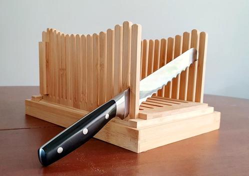 broodsnijder - verstelbare snijhulp - bamboe - met kruimelva, Huis en Inrichting, Keuken | Keukenbenodigdheden, Zo goed als nieuw
