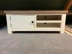tv meubel - wit met houten blad, Huis en Inrichting, Kasten | Televisiemeubels, Ophalen, Gebruikt, 100 tot 150 cm, Minder dan 100 cm