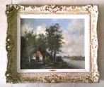 Boerderij aan vaart / koeien - H.J. Veger 1910-1983, Ophalen of Verzenden