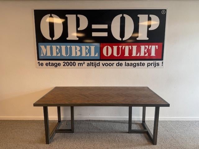 Eettafel Hudson 200 x 100, met visgraat motief, Ophalen, Gebruikt, Overige materialen, 50 tot 100 cm