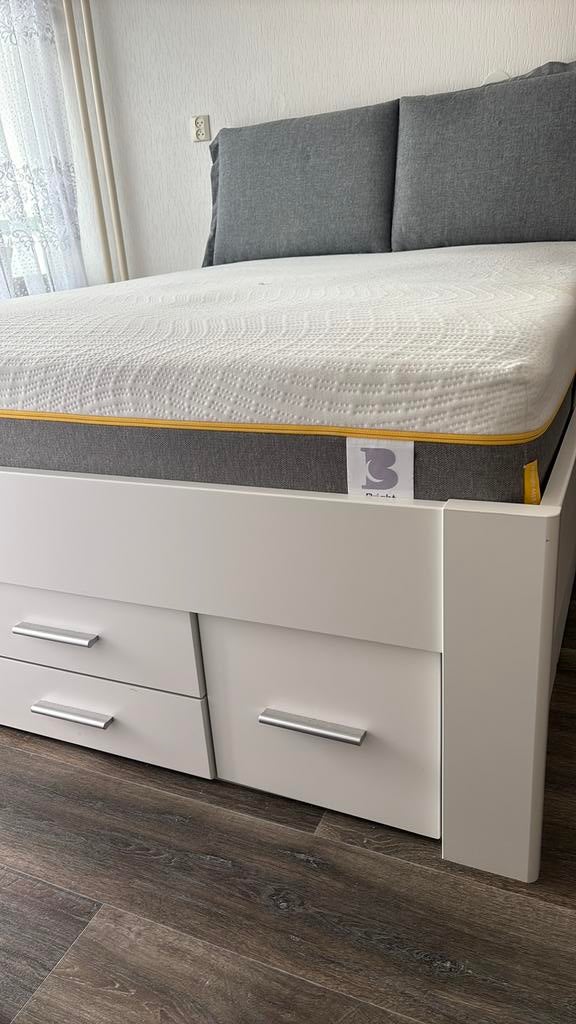 2persoonsbed 145/200 mtr incl matras., Ophalen, Gebruikt, Wit, Tweepersoons