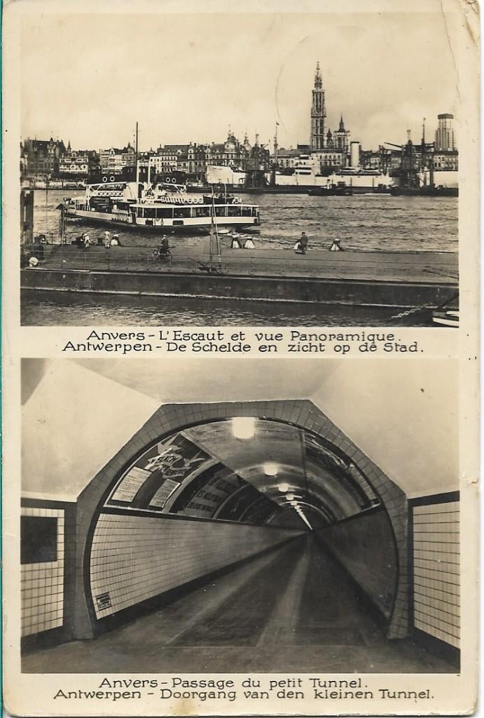 Antwerpen 1937 Doorgang van den kleinen tunnel,fotokaart, Verzamelen, Verzenden, 1920 tot 1940, Gelopen, Antwerpen
