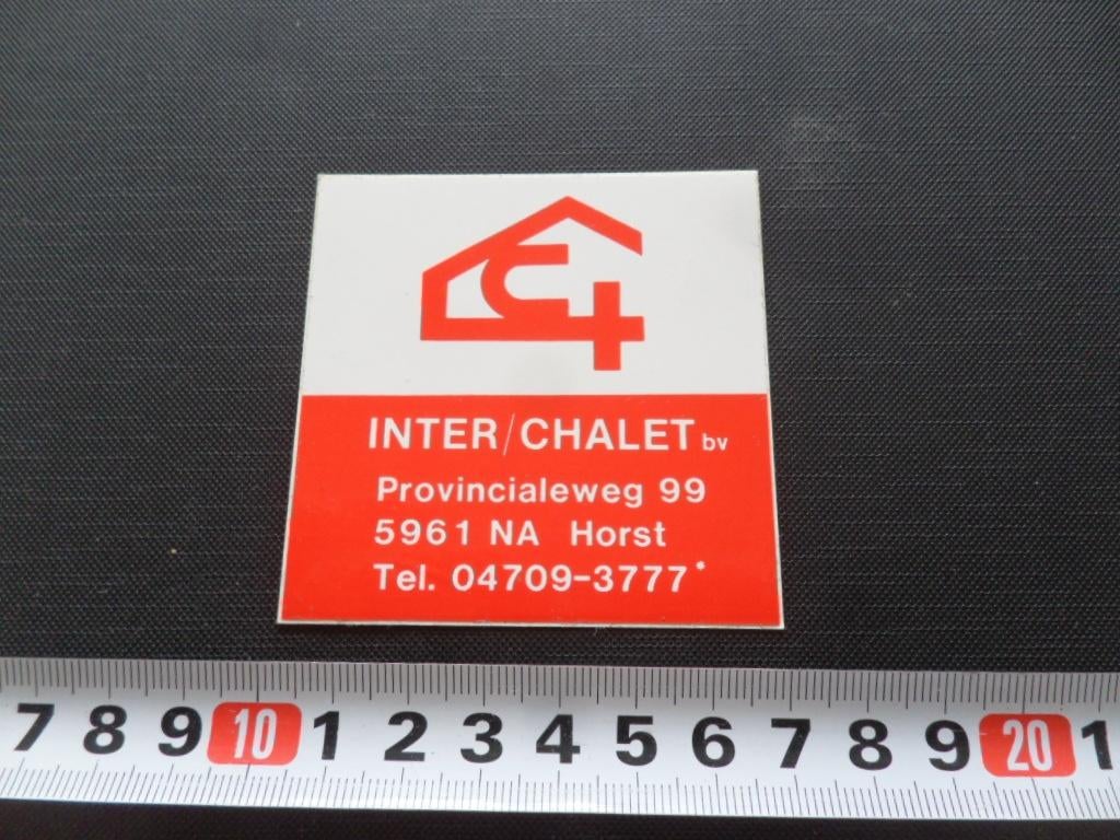 sticker Horst INTER CHALET bv Provincialeweg 99, Verzamelen, Ophalen, Zo goed als nieuw
