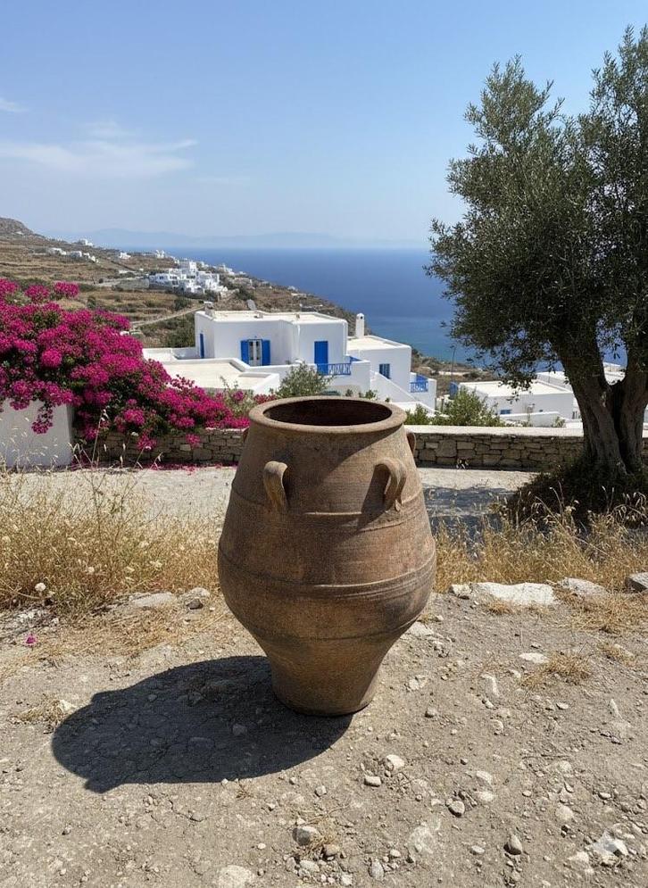 Antieke Griekse Kruik Terracotta 18e Eeuws Uniek Exemplaar, Tuin en Terras, Tuinvazen, Gebruikt, Ophalen of Verzenden