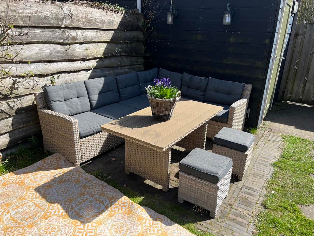 Alaska lounge dining set 5-delig, Tuin en Terras, Tuinsets en Loungesets, Ophalen, Zo goed als nieuw, Wicker