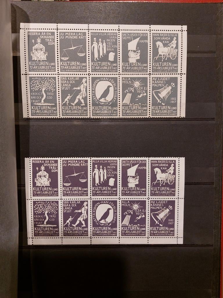 Zweden Cinderella zegels Kulturen i Lund 1957, Postzegels en Munten, Ophalen of Verzenden, Zweden, Postfris