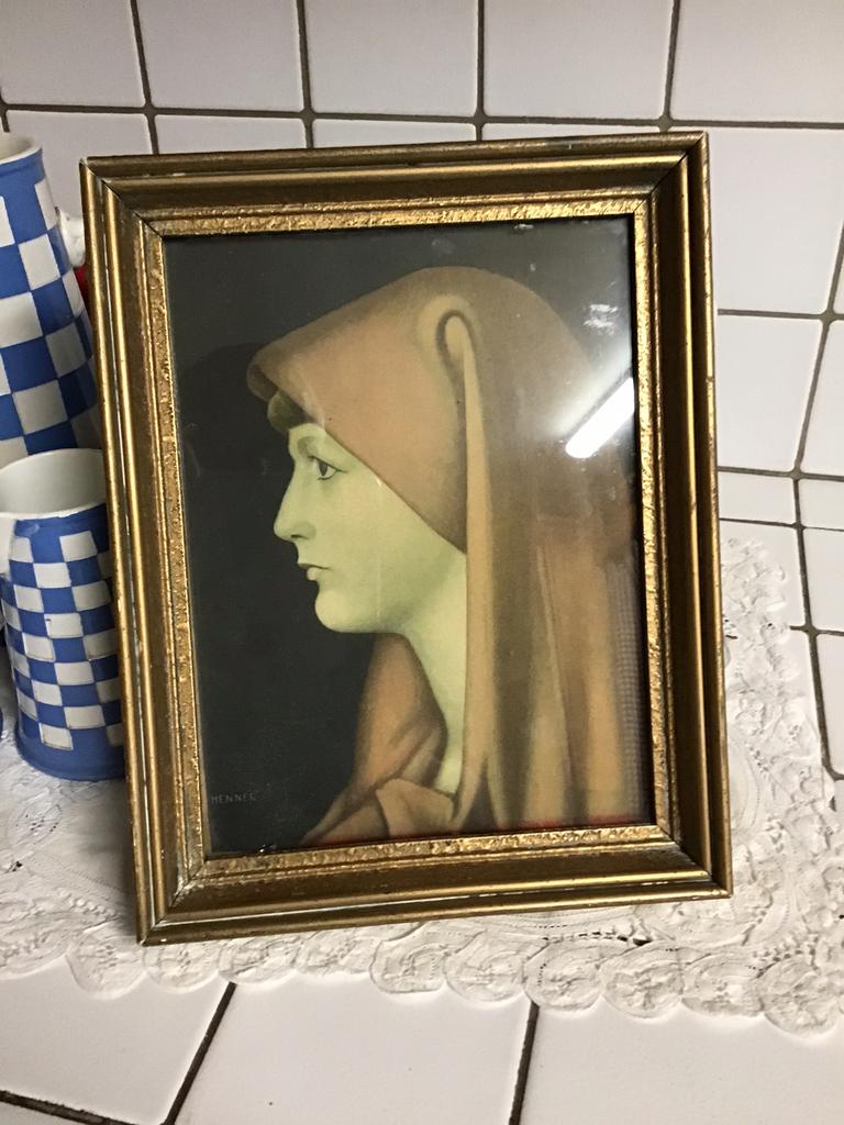 Vintage lijst met repro Sainte Fabiola, Ophalen of Verzenden, Zo goed als nieuw, Hout, Minder dan 50 cm