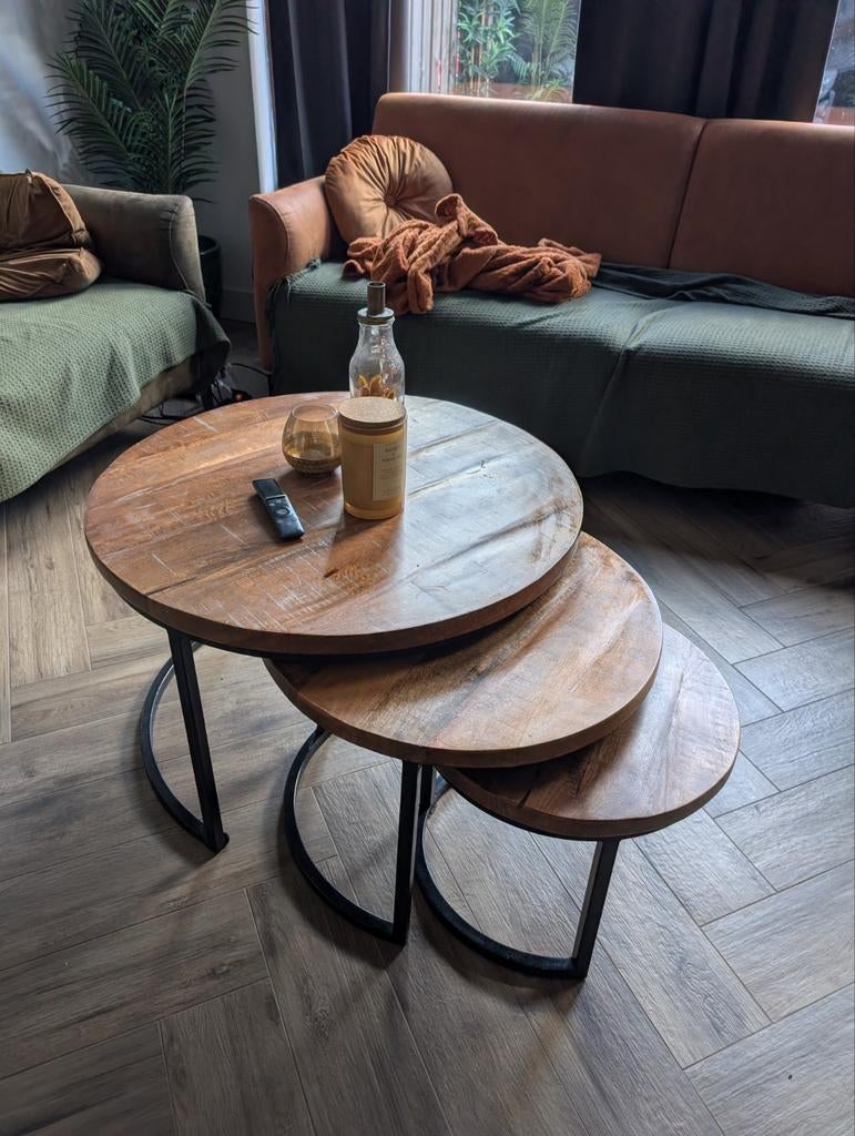 Loods 5 Salontafel set, Huis en Inrichting, Tafels | Salontafels, Ophalen, 50 tot 100 cm, Rond, 50 tot 100 cm