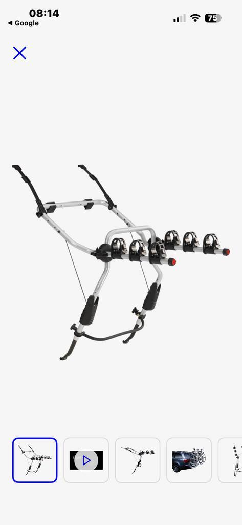 Thule ClipOn 3 9103, Auto diversen, Fietsendragers, Gebruikt, Achterklepdrager, 3 fietsen of meer, Elektrische fiets, Ophalen of Verzenden