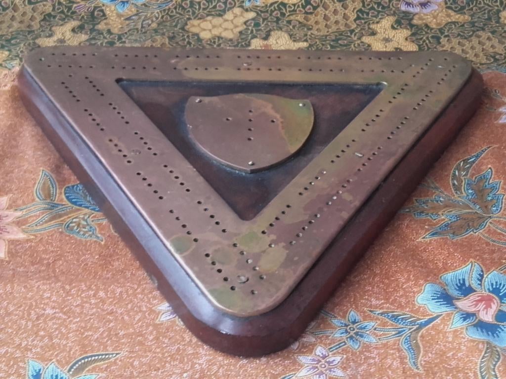 Zeldzaam antiek Engels scorebord van mahoniehout en koper., Antiek en Kunst, Antiek | Woonaccessoires, Ophalen of Verzenden