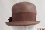 Kleine Vintage Dameshoed bruin stro 53 / 54 gratis verzenden, Kinderen en Baby's, Kinderkleding | Petten en Hoeden, 134 t/m 140