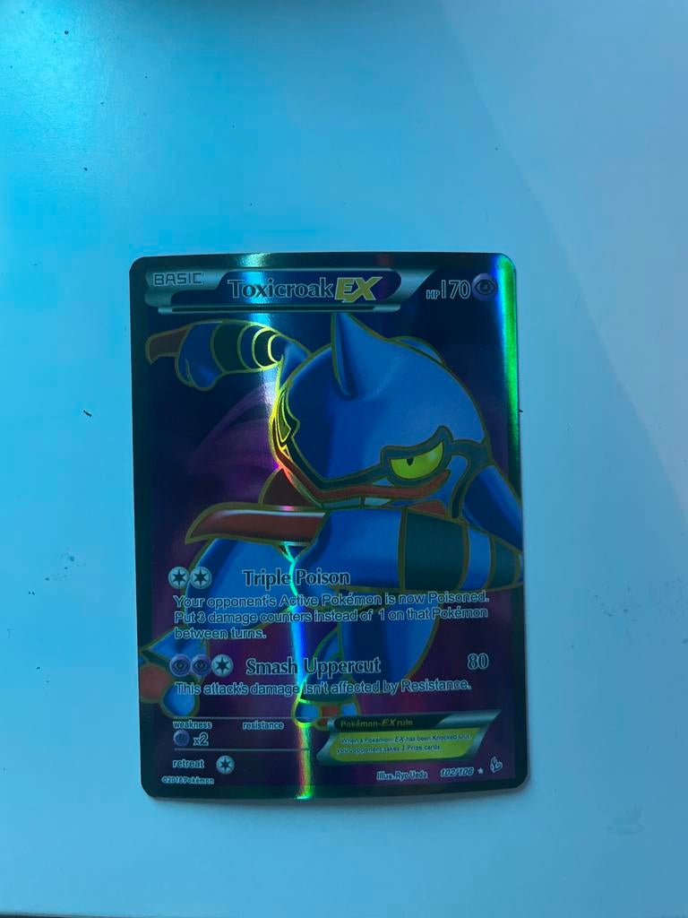 Toxicroak ex 102/106 Pokémon kaart, Ophalen of Verzenden, Gebruikt, Losse kaart, Foil