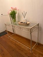 Glazen side table, Huis en Inrichting, Tafels | Sidetables, Gebruikt, 100 tot 150 cm, Glas, Antiek