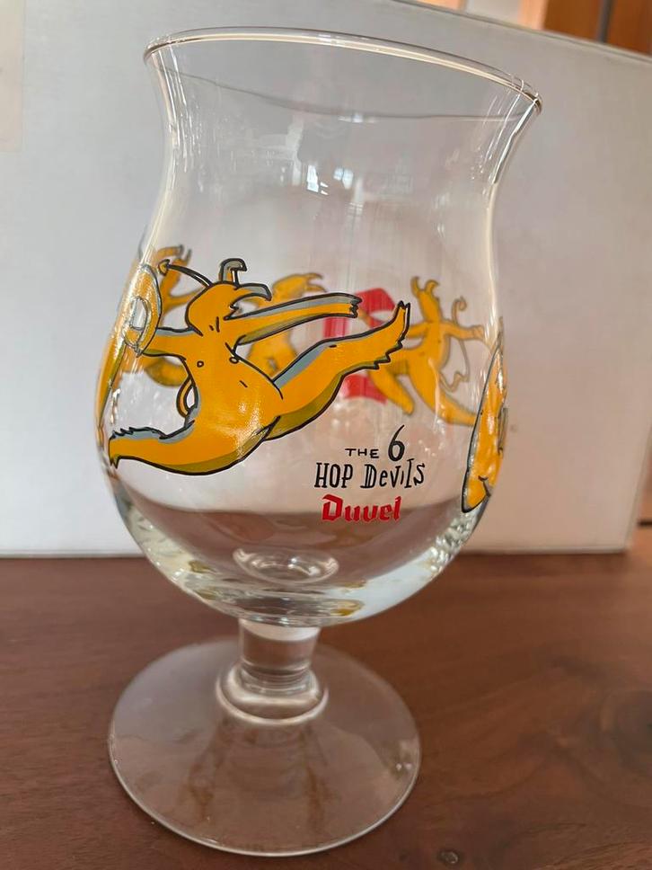 Duvel glas, The 6 Hopdevils, als nieuw!, Verzamelen, Biermerken, Zo goed als nieuw, Glas of Glazen, Duvel, Ophalen of Verzenden