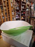 Saladekom met lepels - Wit en Groen, Ophalen of Verzenden