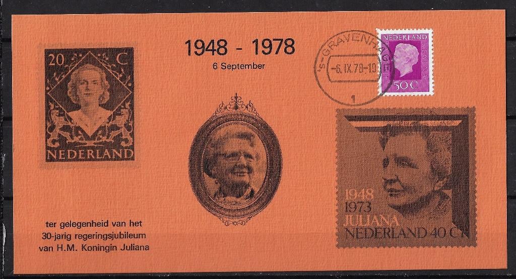 H-21 gelegenheidsuitgave 30 jarig jubileum koningin Juliana, Postzegels en Munten, Brieven en Enveloppen | Nederland, Ophalen