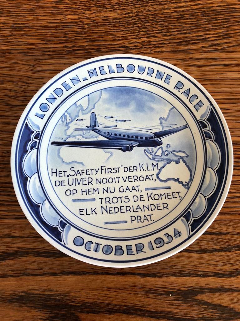 Londen-Melbourne race 1934 klm vliegtuig UIVER, Verzamelen, Luchtvaart en Vliegtuigspotten, Ophalen of Verzenden