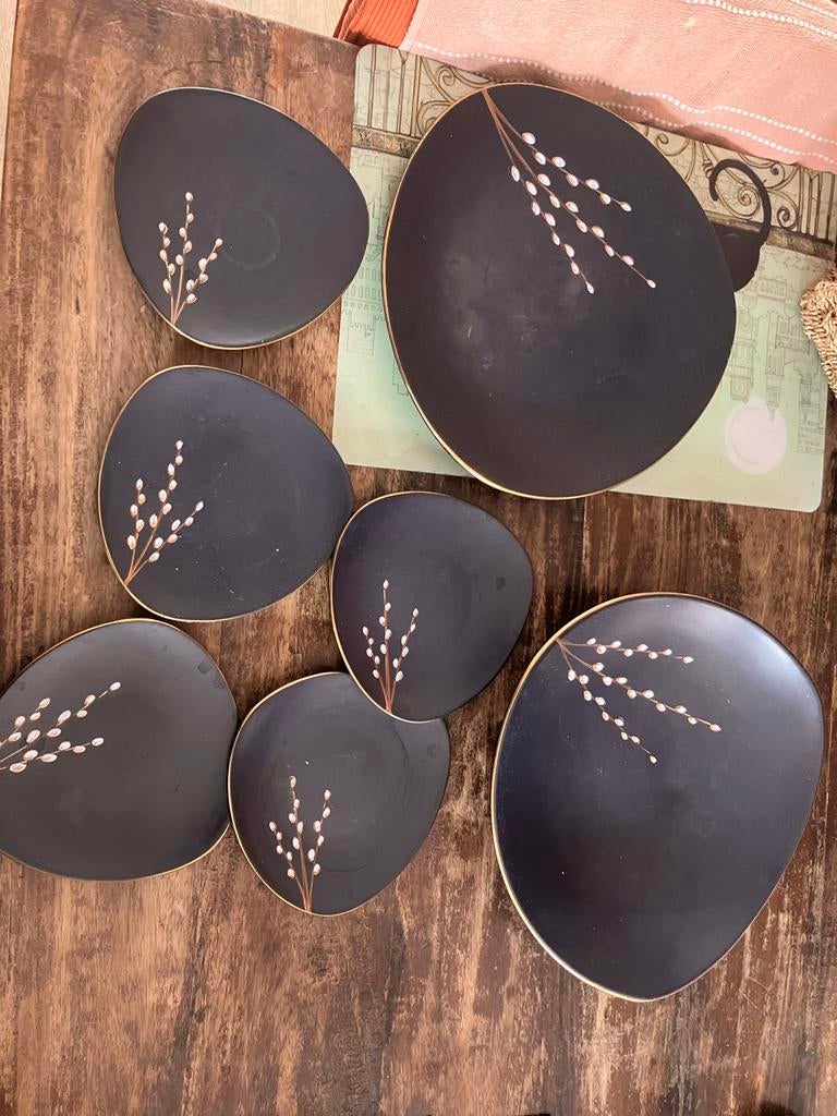 Retro Schalen en Bordjes - 2 schalen, 5 bordjes, Gebruikt, Keramiek, Ophalen of Verzenden, Schaal of Schalen