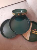 4 { oude }  blikken LEEUW BIER dienbladen ass., Ophalen of Verzenden, Gebruikt, Gebruiksvoorwerp