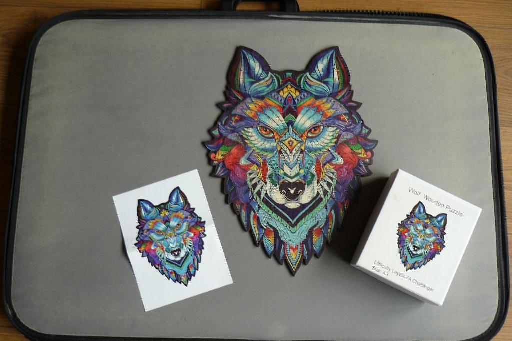 Houten puzzel (A3) '' WOLF '' + Poster 170 stukjes., Hobby en Vrije tijd, Denksport en Puzzels, Ophalen of Verzenden, Minder dan 500 stukjes