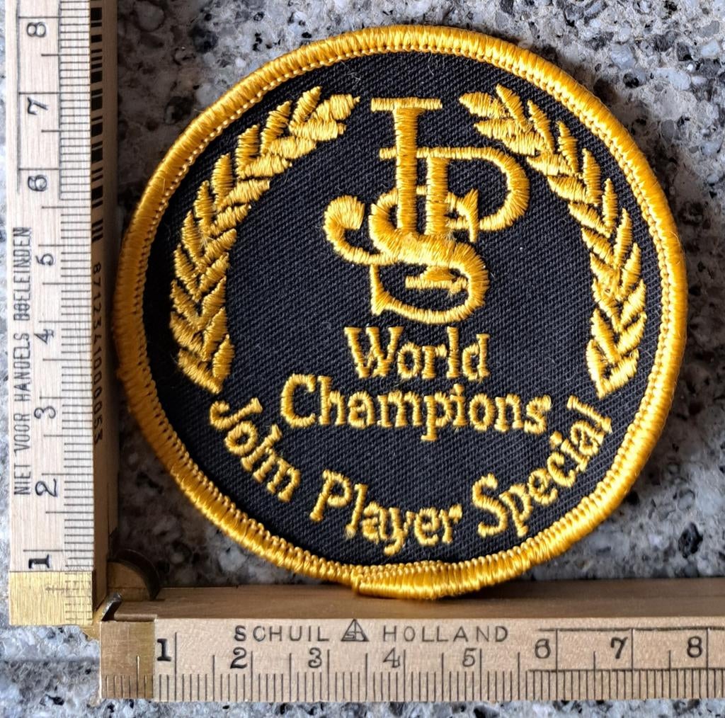 Vintage patch John Player Special world Champions formule 1, Ophalen of Verzenden, Zo goed als nieuw, Formule 1